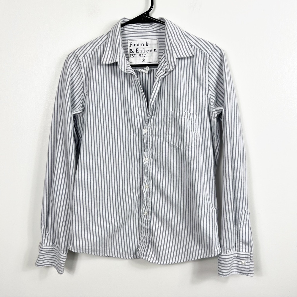 Frank & Eileen Barry striped cotton button down shirt size small